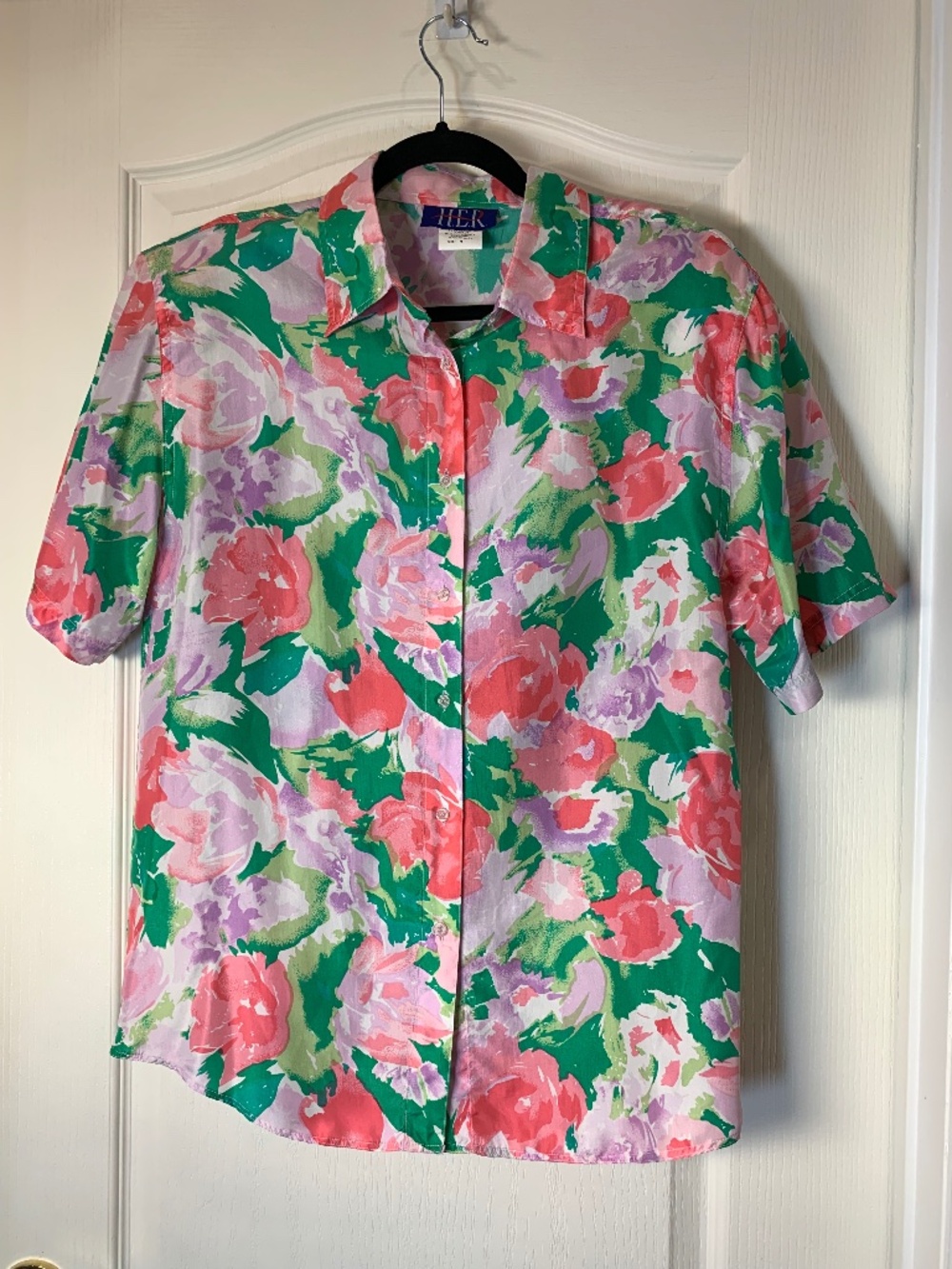Her Vintage 90s Floral Button-Up Blouse Women’s Medium Loose Fit Grandmacore